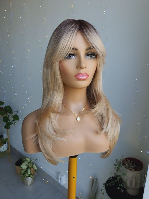 Długa peruka blond mix 3D odrost naturalna fryzura Natasza długa 60 cm