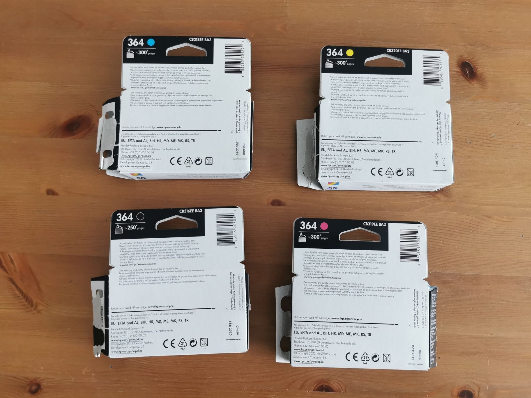 Zestaw oryginalnych tuszów HP 364 – nowy, nieużywany (CMYK)
