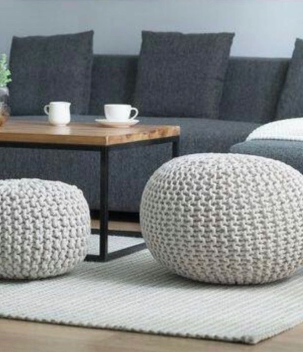Zara home duża pufa szara