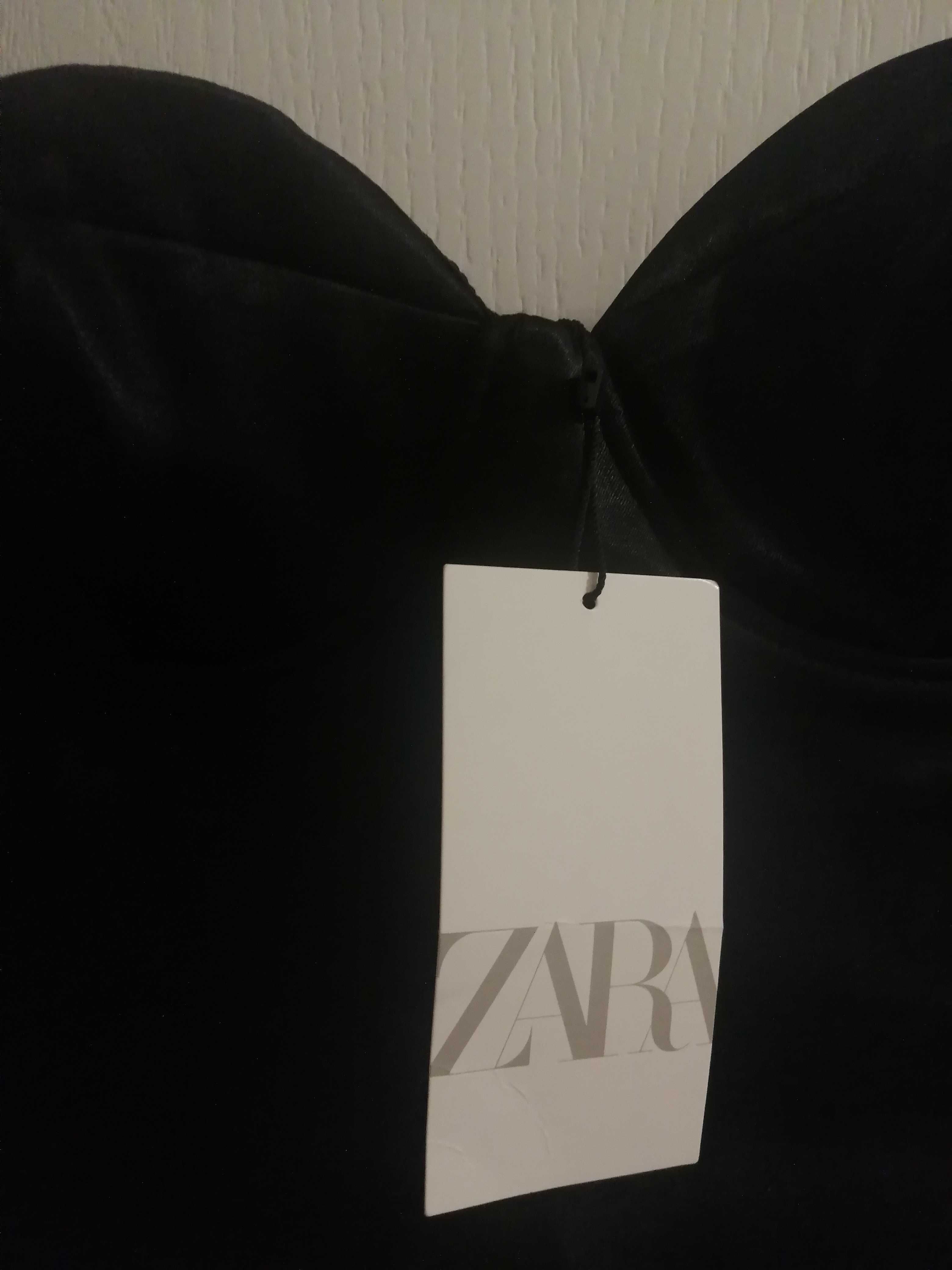 ZARA nowe czarne body typu gorset z tkaniny satynowej M 38