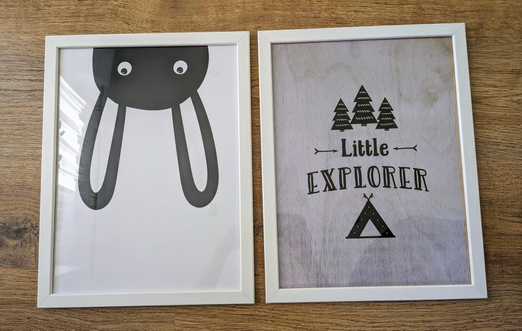 2 plakaty 30×40 IKEA - królik, Little Explorer -pokój dziecięcy