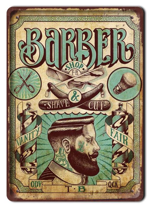 tabliczka metalowy szyld obrazek retro barber