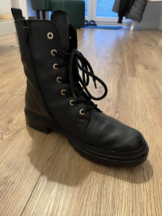 Buty zimowe damskie ryłko trapery 38 czarne