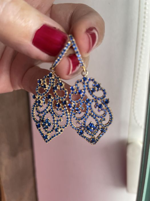 Серебряный комплект серебра 925 в позолоте  с корундами