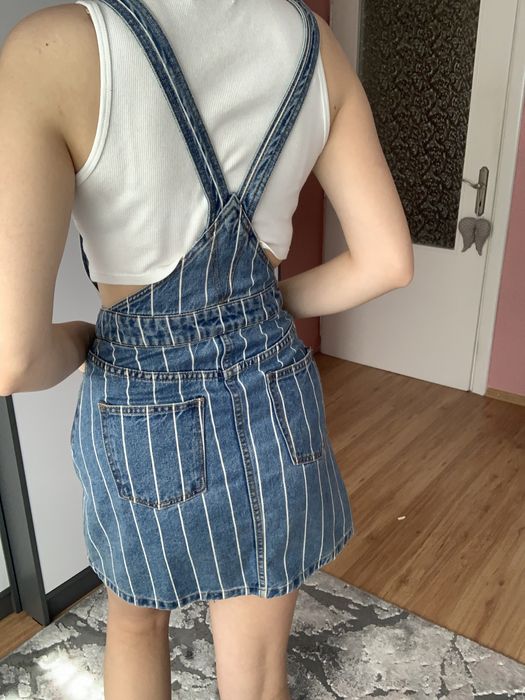 Spódnica ogrodniczki H&M 36 sukienka jeansowa