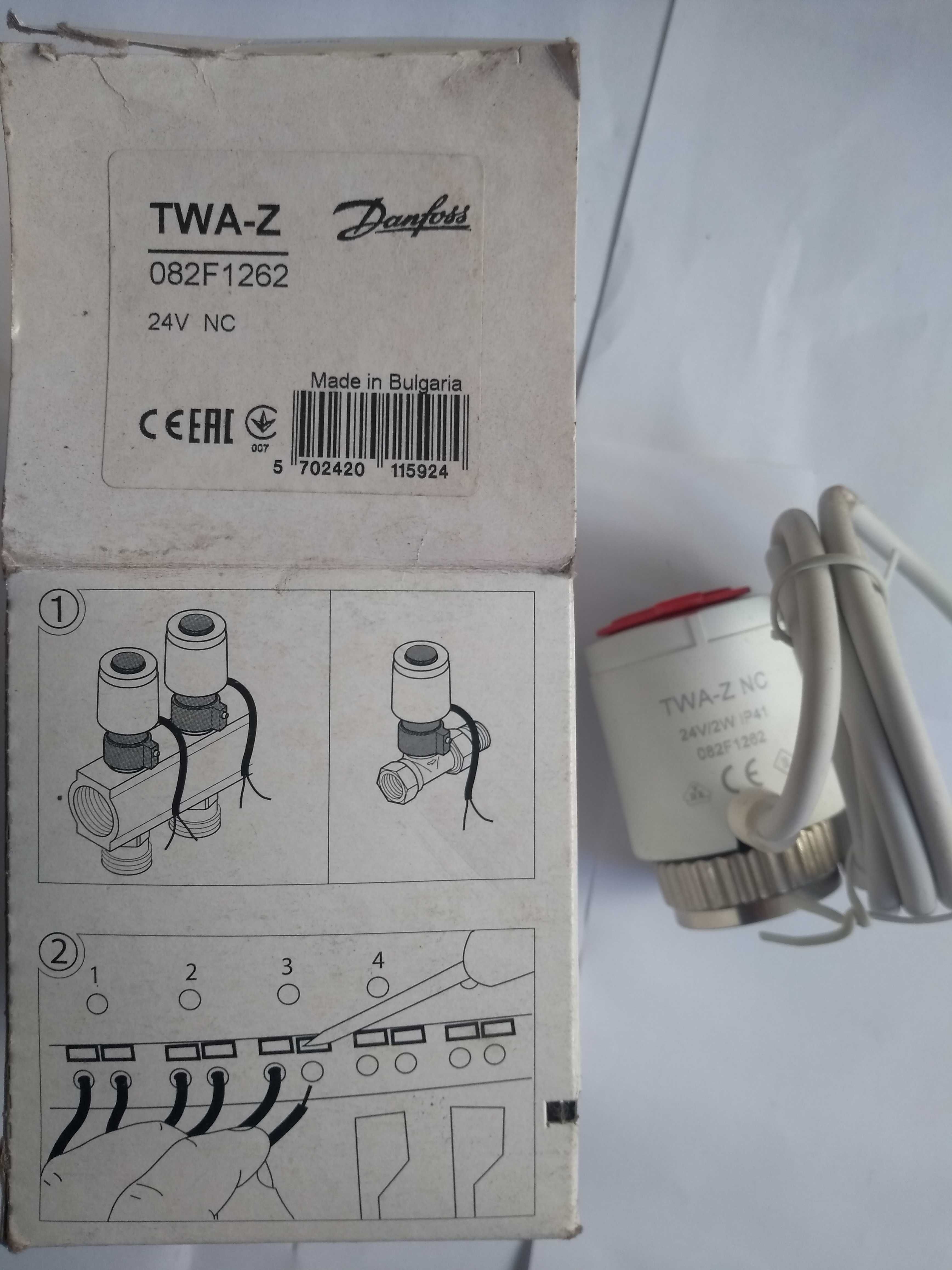 Siłownik termiczny/Napęd termiczny DANFOSS TWA-Z NC, 24V kabel 5m