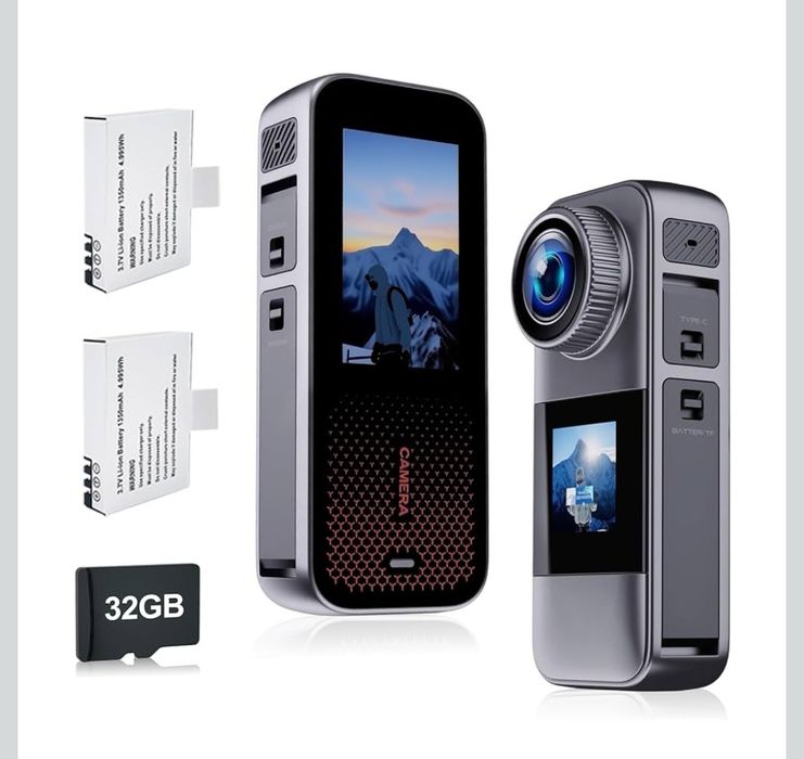 Kamera sportowa 4K, wodoodporna, z długą baterią, 32GB SD