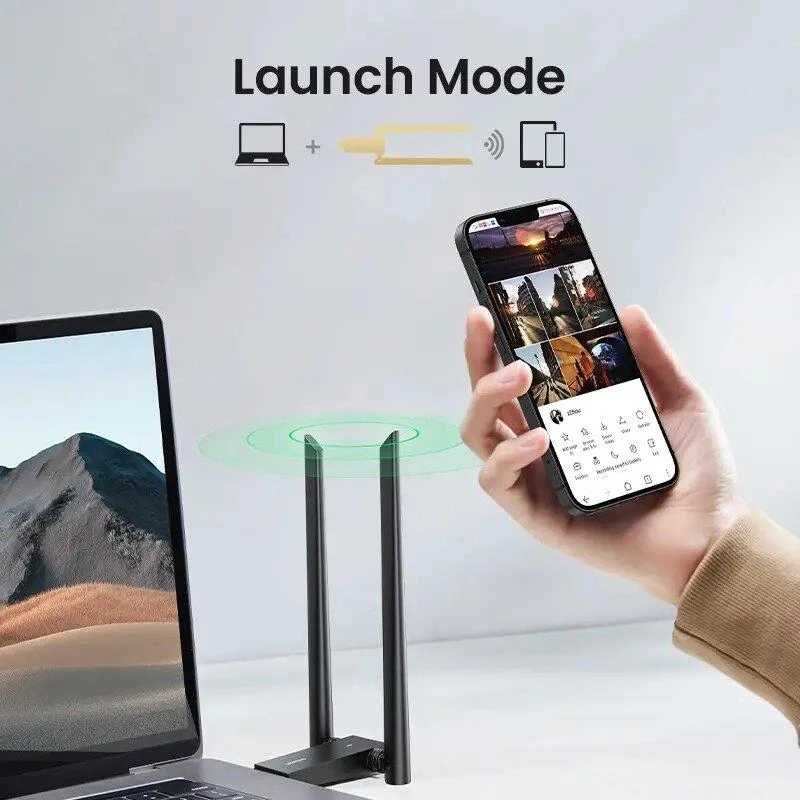 Беспроводной Wifi Адаптер USB UGREEN CM493 Wi-Fi AC1300 (50341)