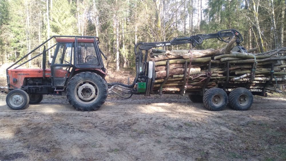 Zestaw do zrywki Ursus c-360 +przyczepa leśna Faofar 7 T