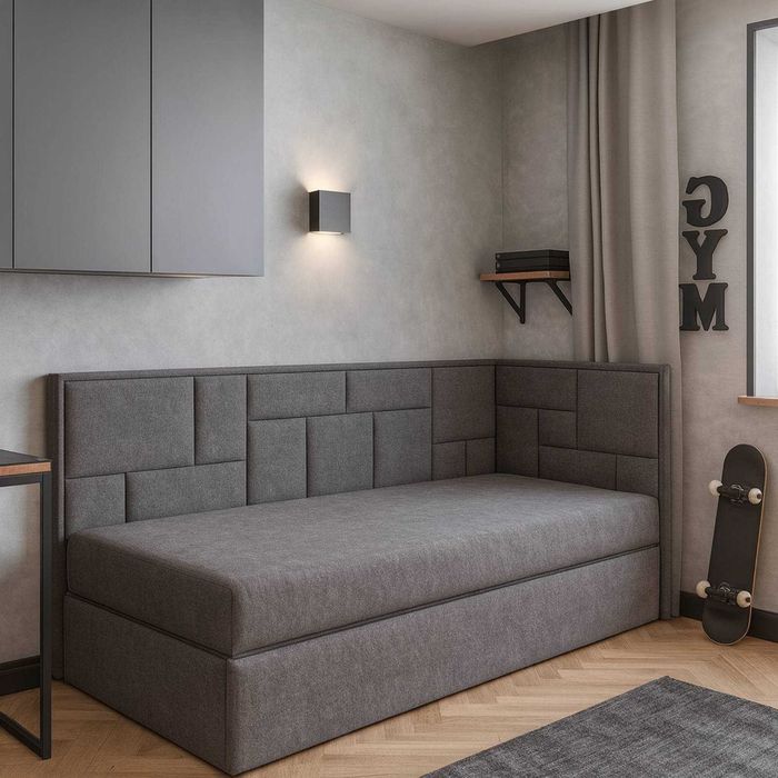 Кровать мягкая угловая "Тетрис" с матрасом.