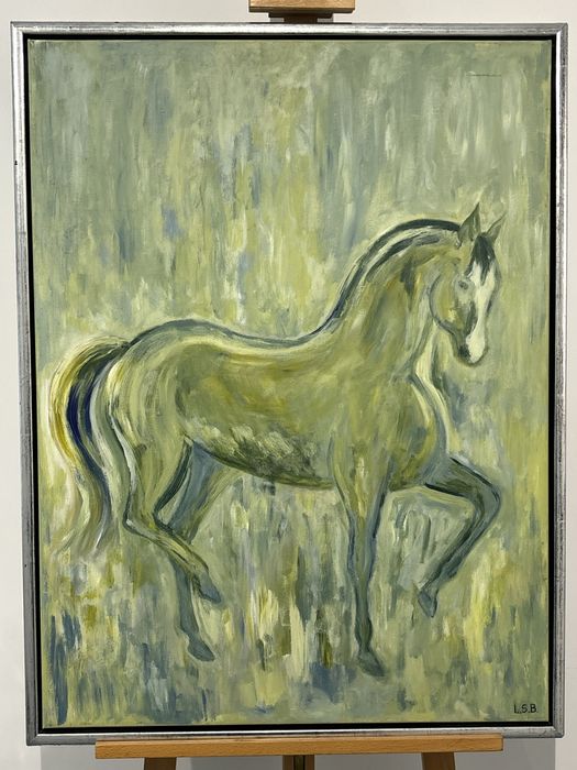 Niesamowita Impresja Koń w Galopie Sygnowany Obraz olejny na płótnie