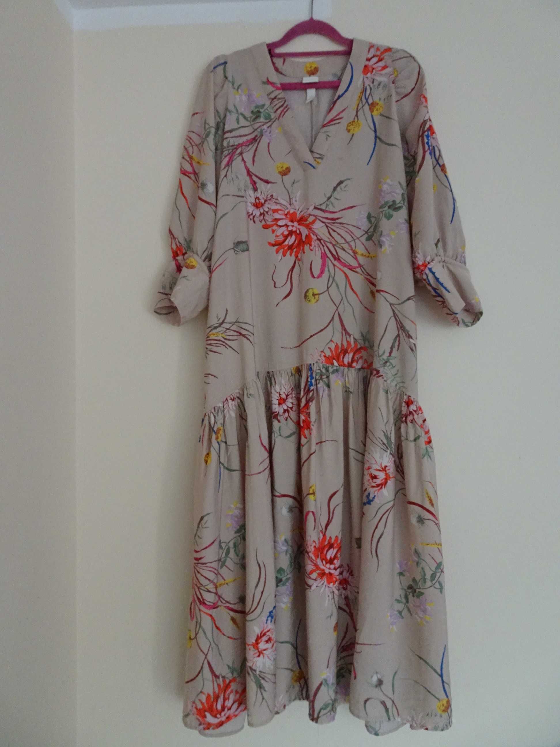 H&m sukienka w kwiaty L/XL maxi