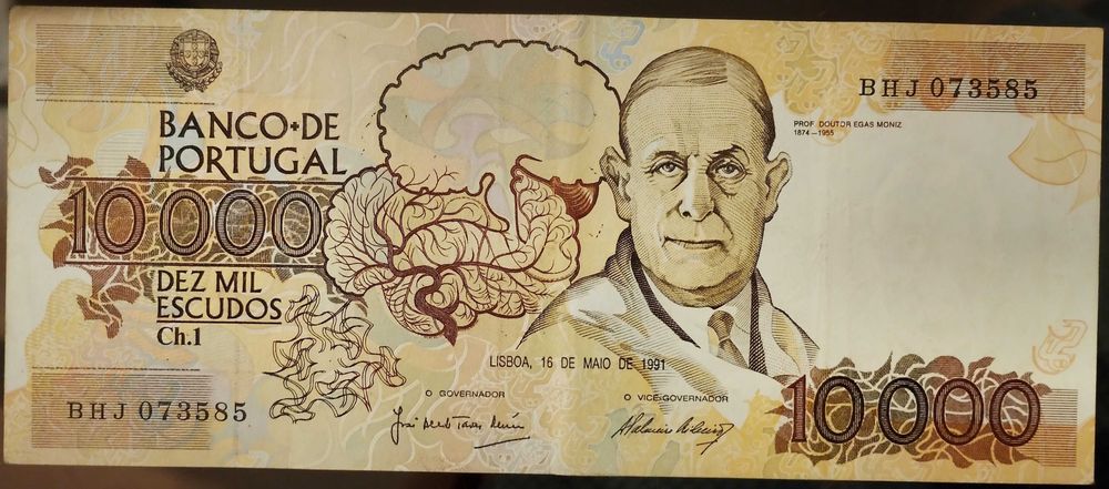 Notas de 10.000 escudos Egas Moniz