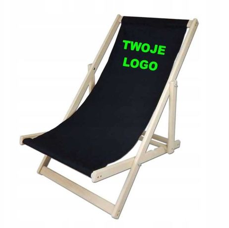 Leżak ogrodowy plażowy drewniany logo imię firma napis prezent