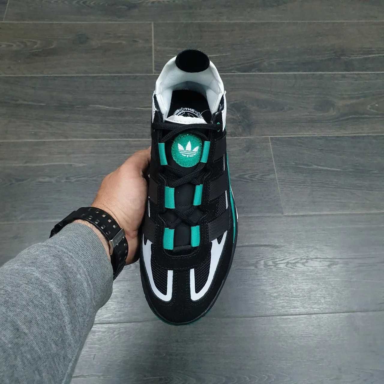 Кроссовки Мужские /Кросівки Adidas Niteball Black Green/Premium Lux