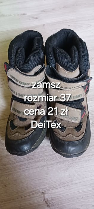 Brązowo- czarne zamszowe kozaki DeiTex rozm.37