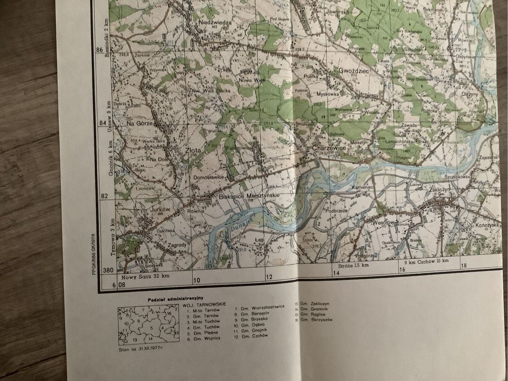 Mapa topograficzna Tarnow skala 1:50000