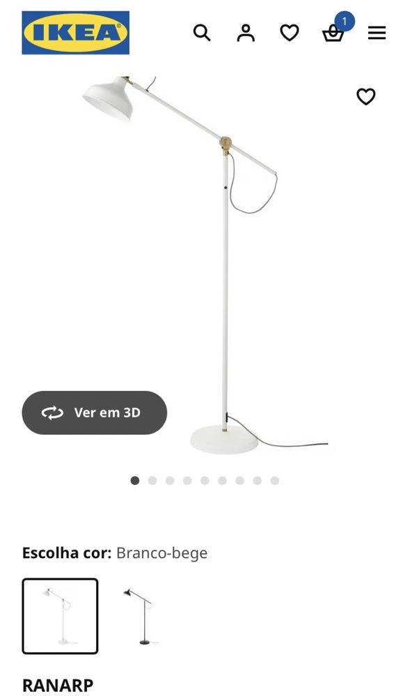 Candeeiro de pé e de tecto RANARP Ikea
