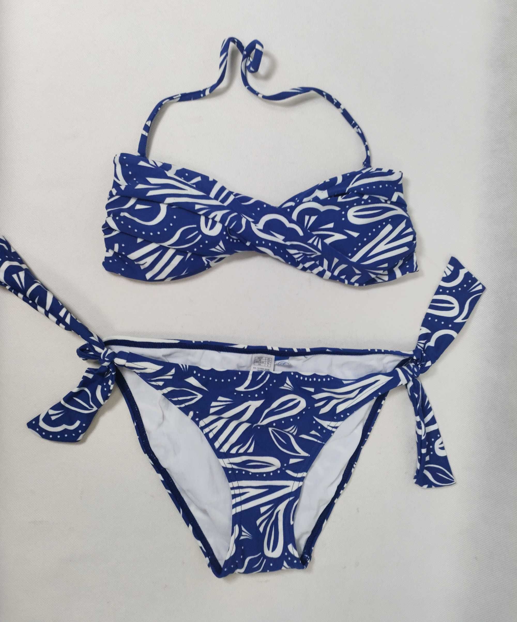 Strój kąpielowy dwuczęściowy bikini niebieski usztywniany 36 S ST0189