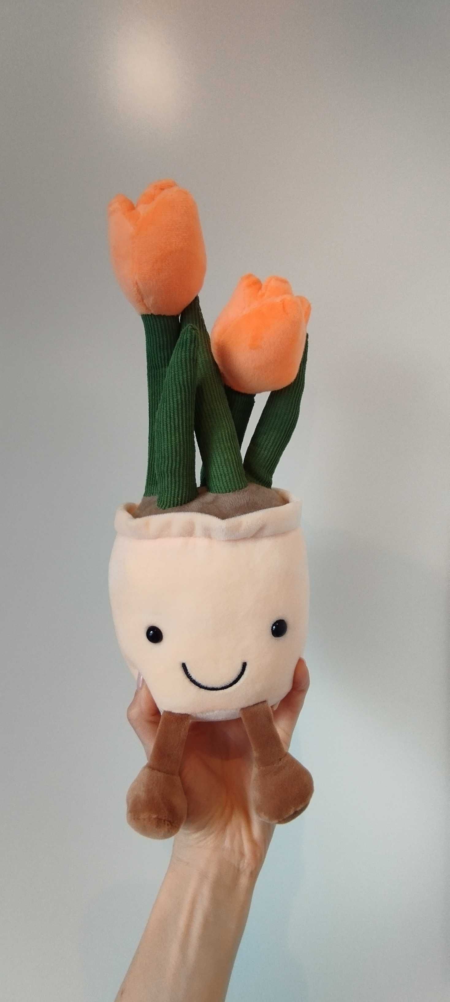 Nowa maskotka kwiatek w doniczce tulipan dekoracja roślina