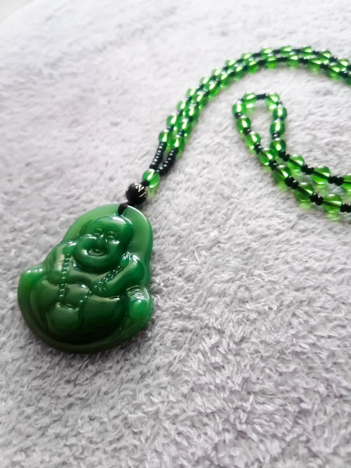 Zielony naszyjnik amulet Budda talizman