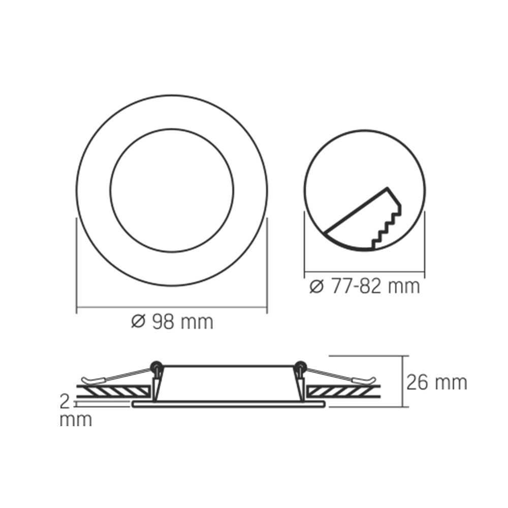 Oprawa podtynkowa wpuszczana downlight LED okrągła 4W/6W/12W/18W 4000K