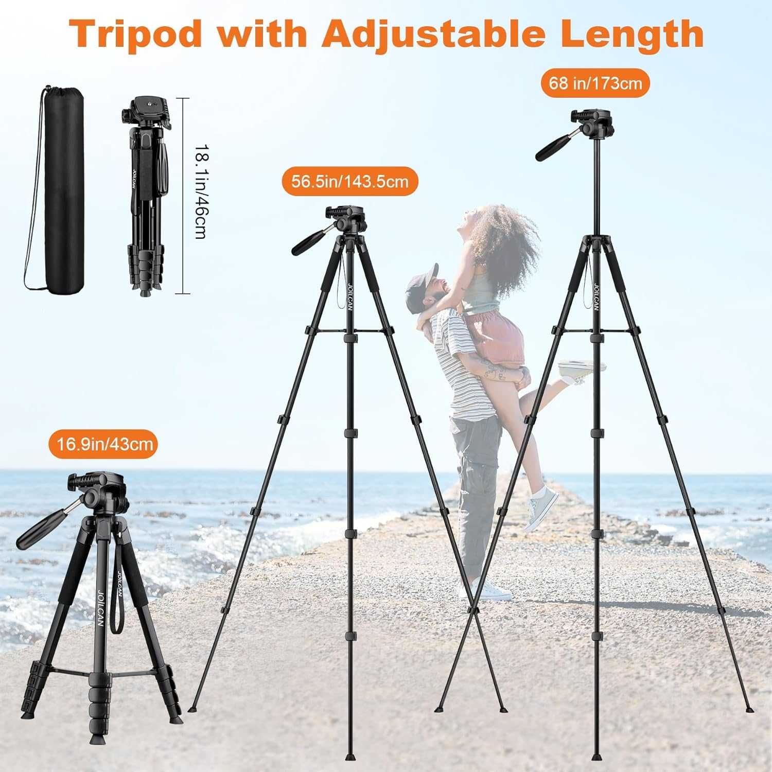 Joilcan statyw tripod 43-173cm statyw Nikon Canon iPad Samsung Gopro