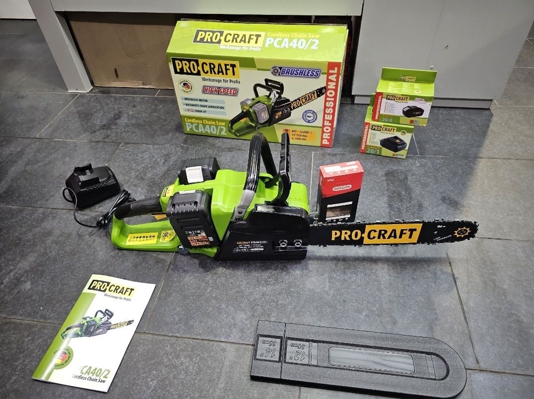 8.0Ah 2шт Цепная Аккумуляторная Пила ProCraft PCA40/2 +З.У. Гарантия