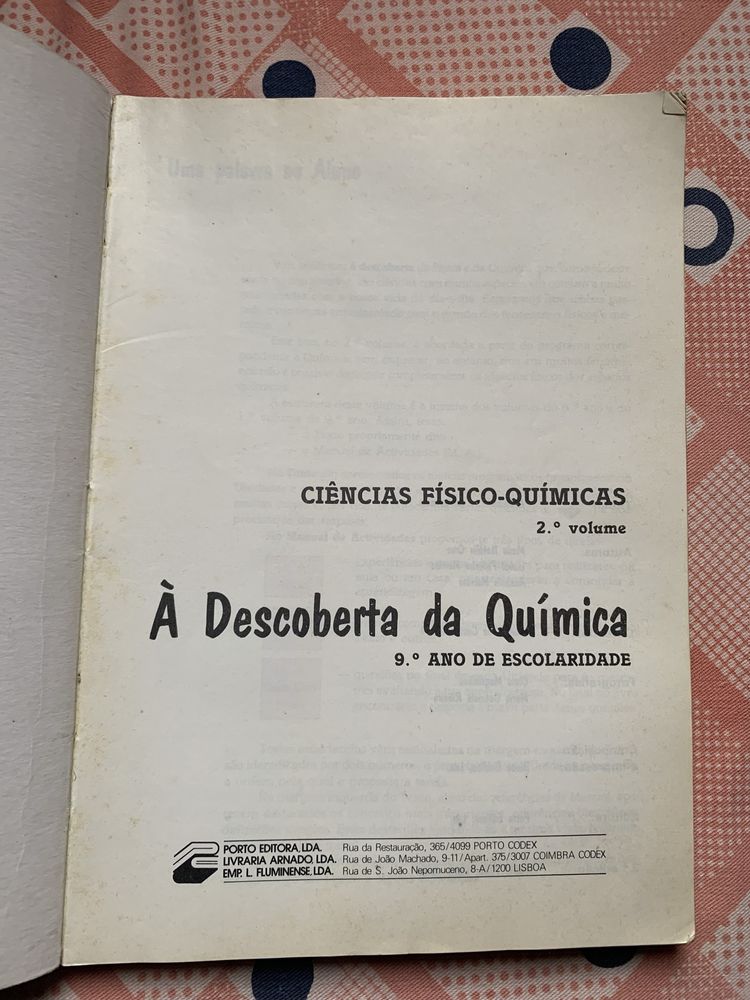 “À descoberta da química” 9° ano Ciências Físico-Químicas