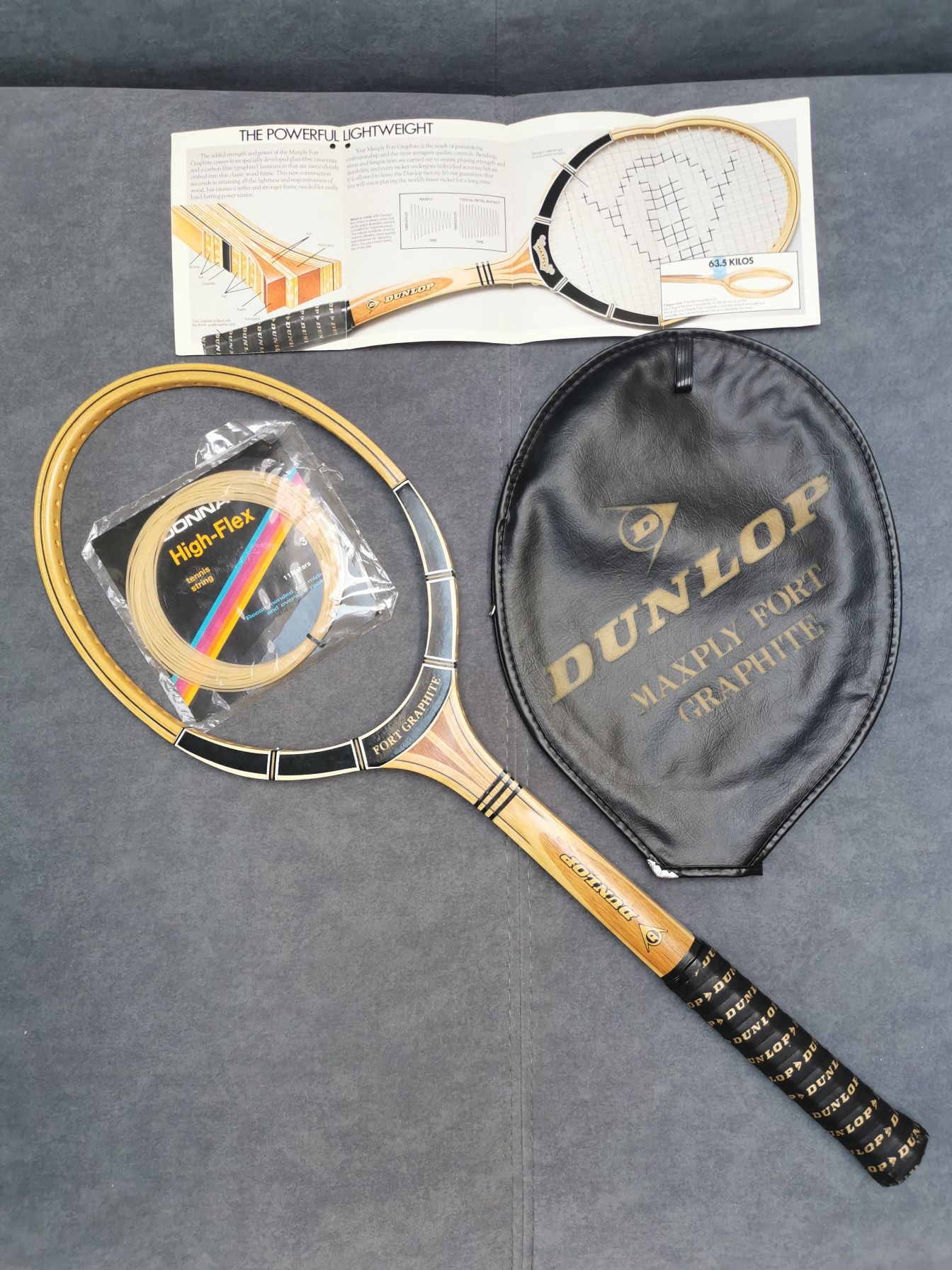 Dunlop Maxply Fort Graphite / Rakieta drewniana tennis / Vintage Retro