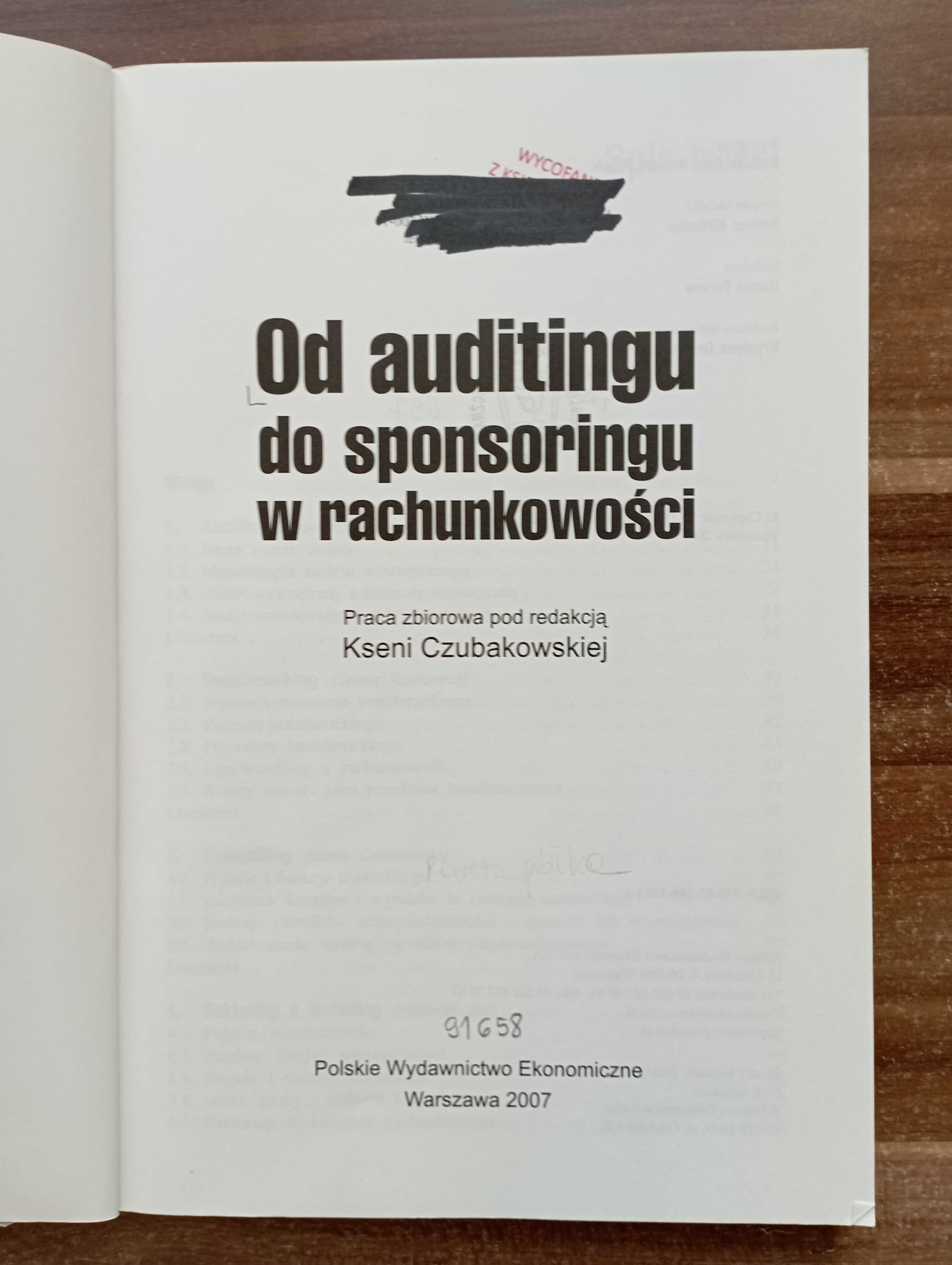 Od auditingu do sponsoringu w rachunkowości Praca zbiorowa