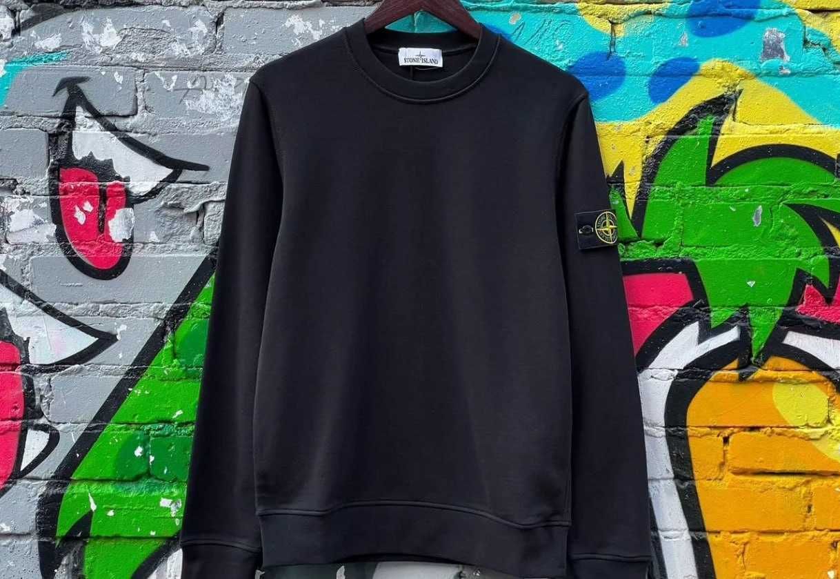 Стон Айленд кофта новая — Stone Island свитшот черный — XS S M L XL