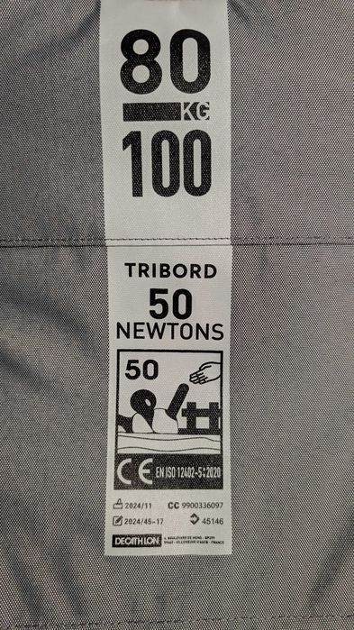 Nowa Kamizelka asekuracyjna żeglarska Tribord BA 50 N 80-100kg