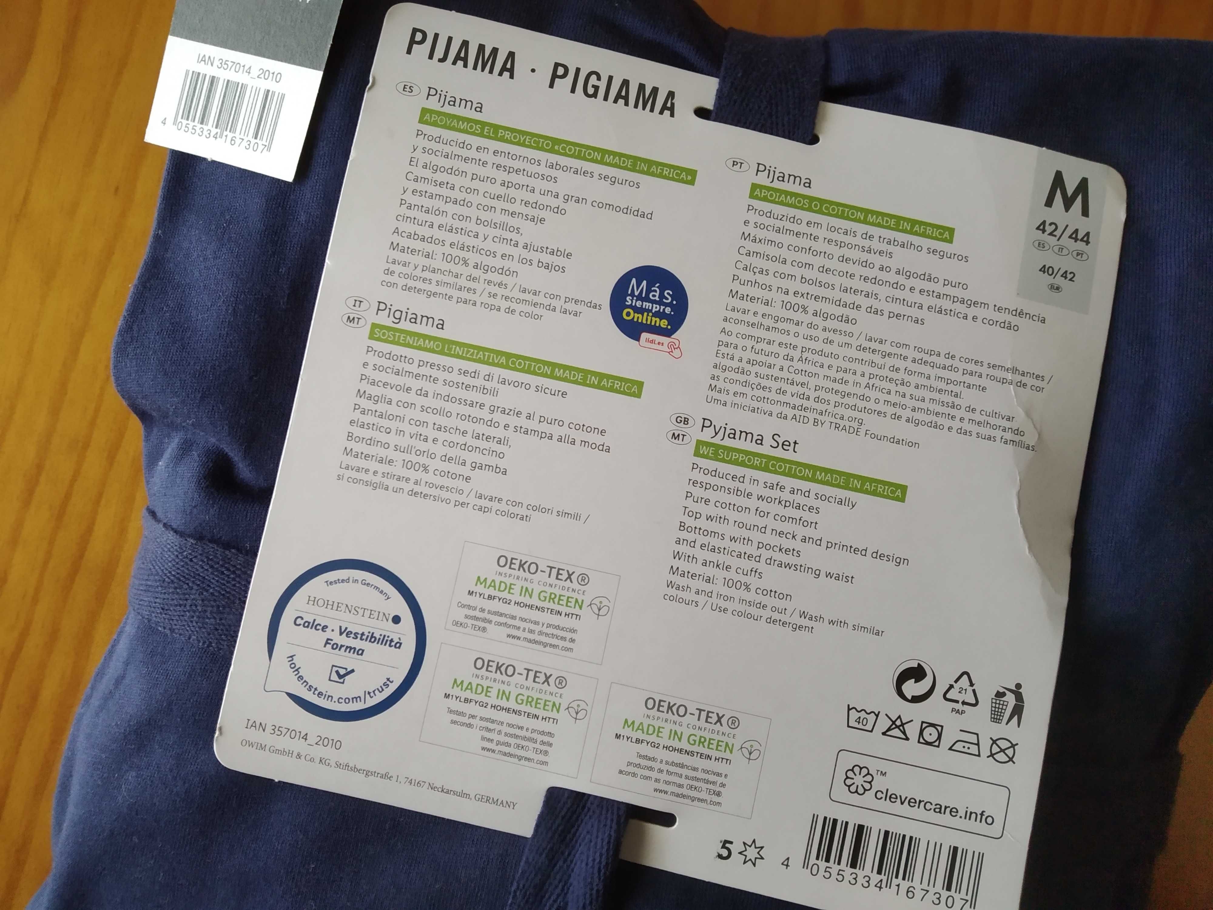(NOVO, PORTES GRÁTIS) Pijama de Senhora - 42/44 (M) - 100% em algodão