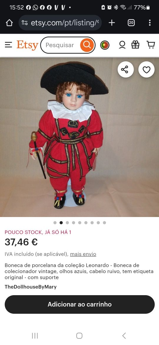Boneco porcelana de coleção