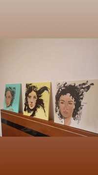 3 Pinturas quadros originais acrílico sobre tela série Love Yourself