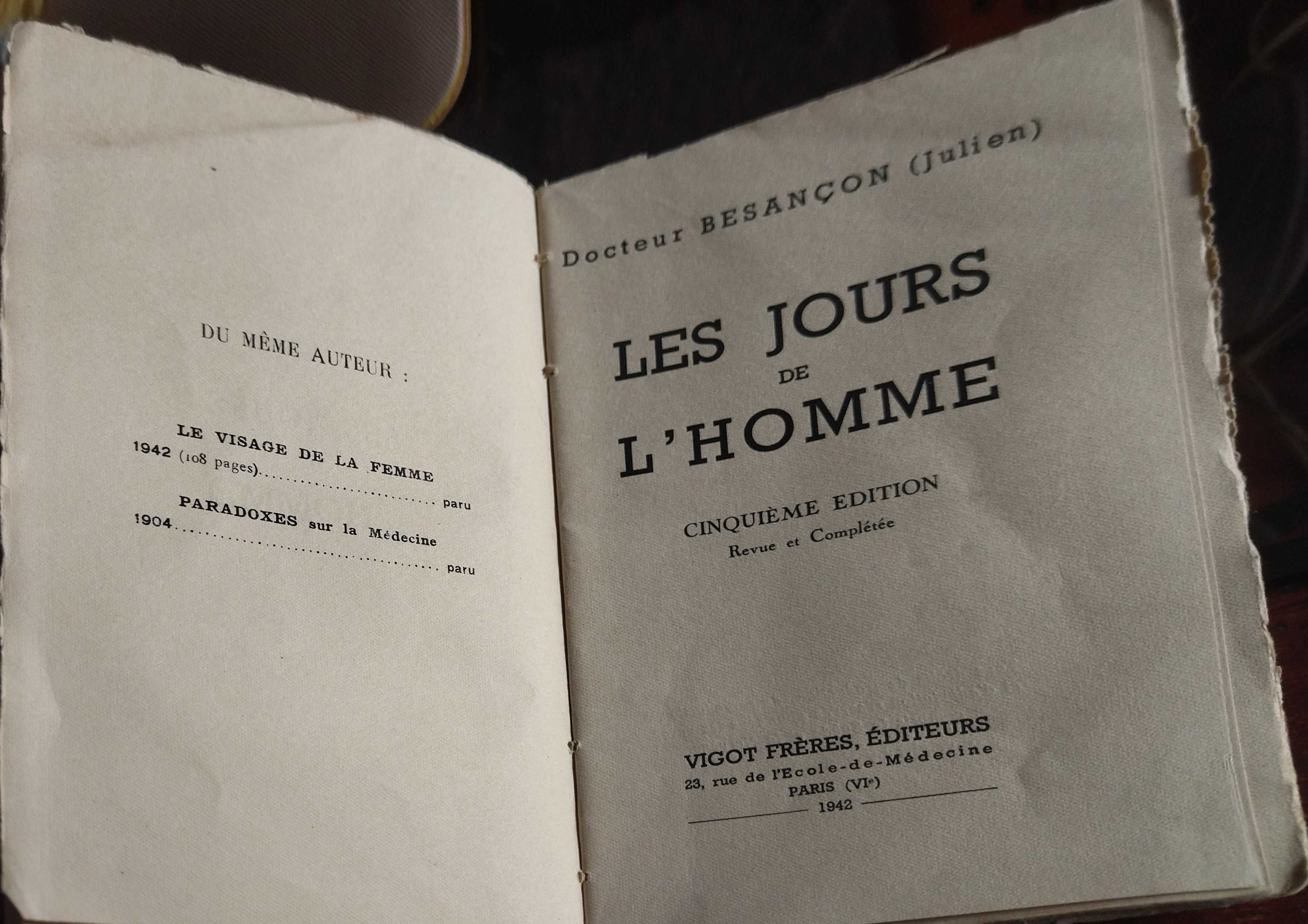 Livro Les jours de L' Homme, 5 edição, em francês, 1942