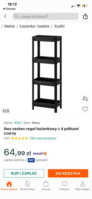 Regał Łazienkowy CZARNY