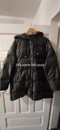 Nowa kurtka puchowa ZARA XL pierze i puch zielona zimowa