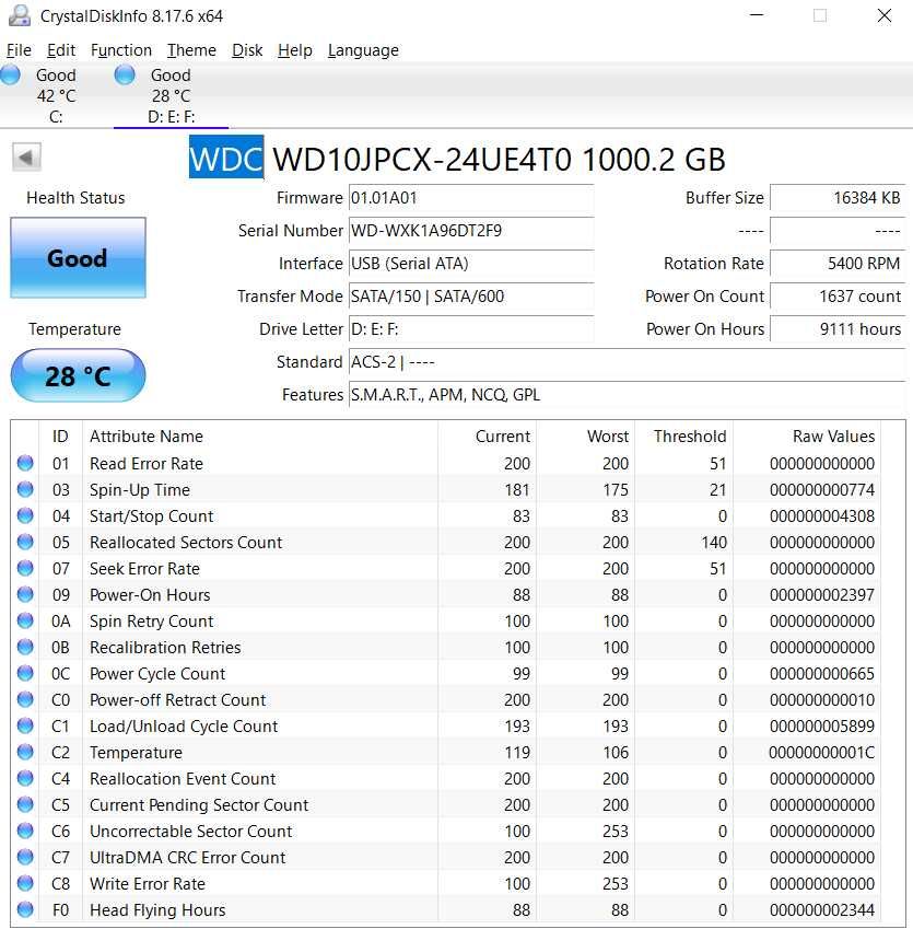 Жорсткий диск WDC WD10JPCX-24UE4T0 1000.2 GB