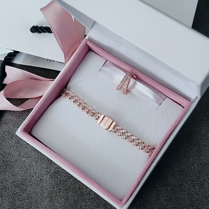 Pandora Браслет паве золото сережки Пандора