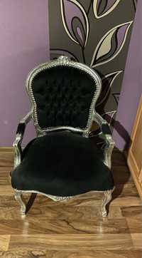 Ludwik fotel krzesło czarny srebrny