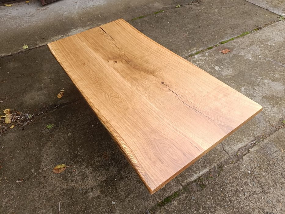 Blat dębowy na stolik kawowy 140x70-73 Live Edge na stół biurko