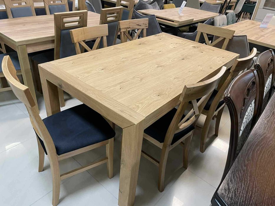 (104WN) Stół rozkładany dębowy + 6 krzeseł, okazja 2999 zł