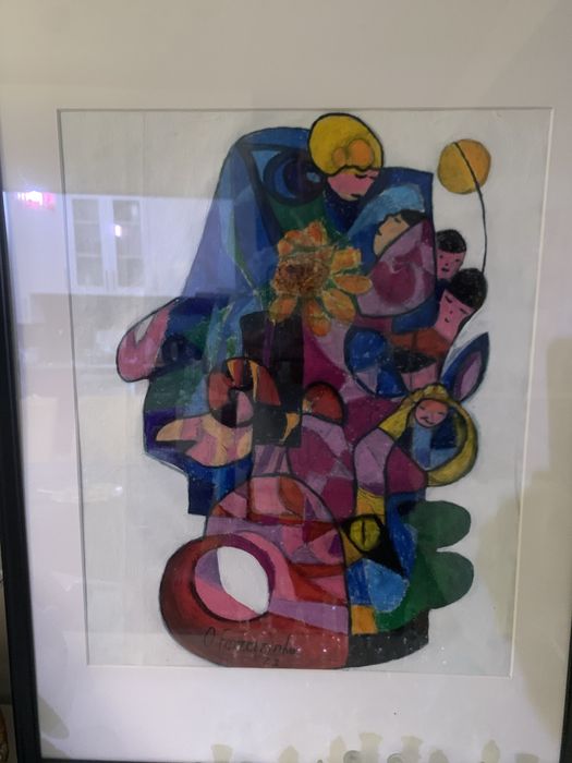 Amor - O chapeleiro - Pintura a pastel de óleo sobre tela