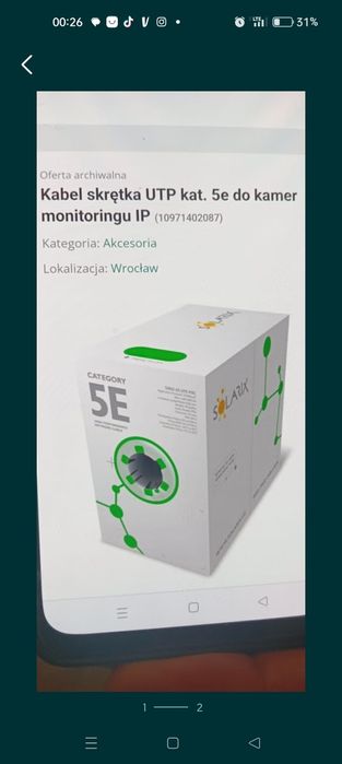 Kabel skrętka 300 m,nowy !