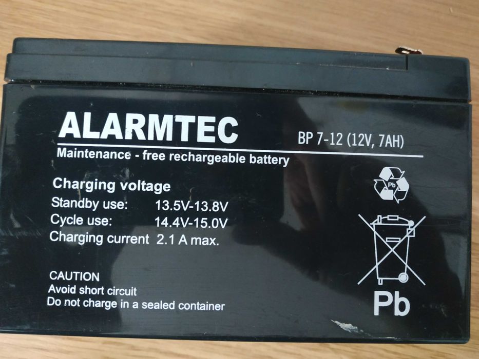 Akumulator 12V BP 7-12 ALARMTEC pojemności 7Ah i napięciu 12V