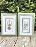 Vintage obrazki 3D handmade Anton Pieck Lekcja pianina i Wystawa foto