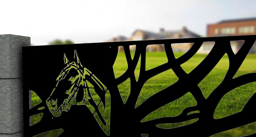 Ogrodzenie panel nietypowa balustrada z motywem konia wizualizacja