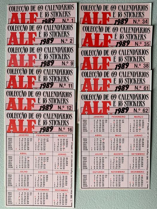 Calendários de 1989 - Alf (preço unitário)